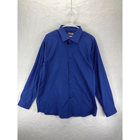 Michael Kors Shirt Men’s XL 17.5 34/35 Blue Dot Slim Fit‎ Button Up - Picture 1 of 6